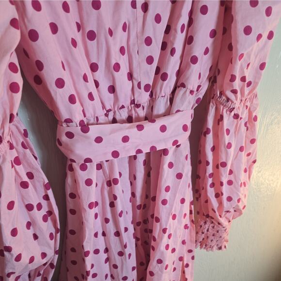 ELOQUII Maxi Shirt Dress Womens Plus 22 Polka Dot Cottagecore Tie-Waist - Picture 7 of 7